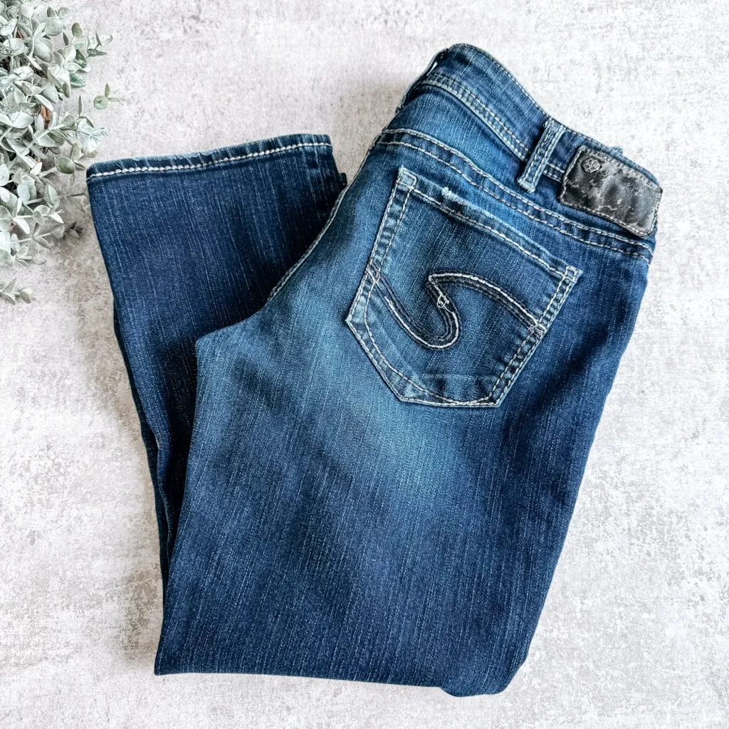 Silver Jeans Co Aiko Kick Flare Capri Dark Wash Size 30 - Image 2