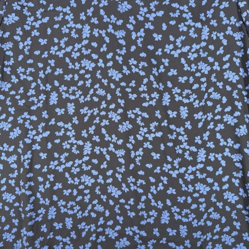 Lush Shirt Medium Blue Micro Floral Flower Michelle Tie Back Blouse Boho Peasant - Image 5