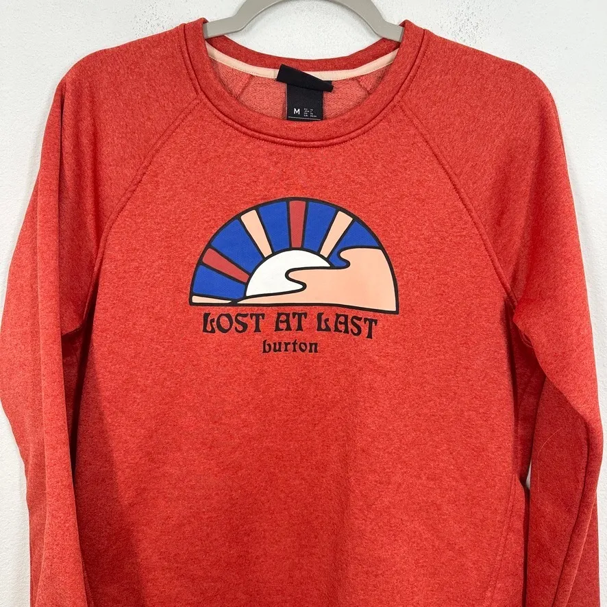 Burton Lost At Last Graphic Crewneck Sweatshirt Red Heather Women's Medium Ski - Image 4