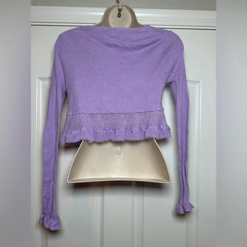 Urban Outfitters Womens Lilac Maryn Y2K Tie-front Cardigan Long Sleeve Sweater S - Image 10