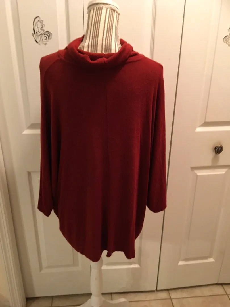 Bobeau Deep Red Light Sweater Top with Batwing Sleeves - Image 4
