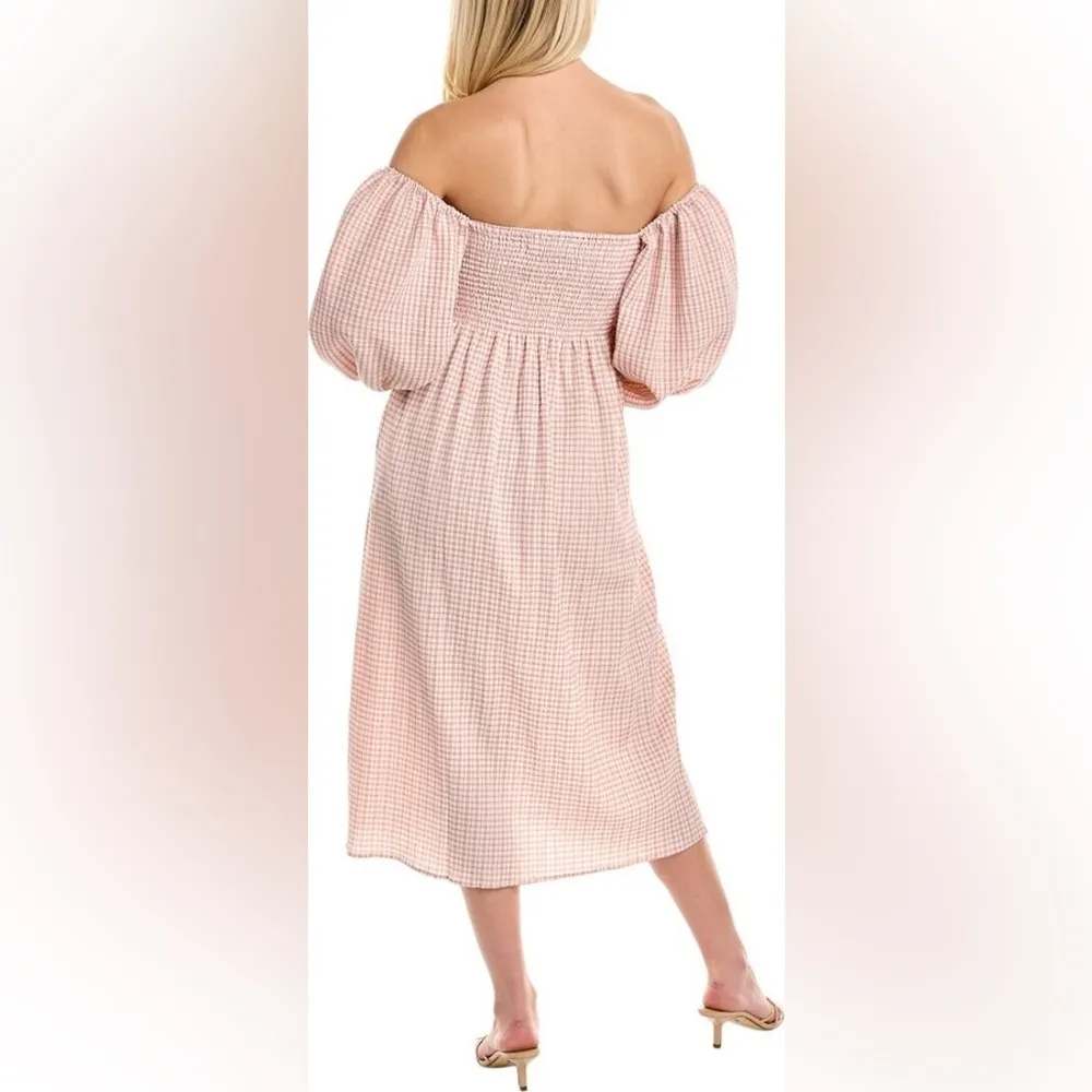 O.P.T. Athena Midi Dress Gingham Cream Mauve Small Pink - Image 3