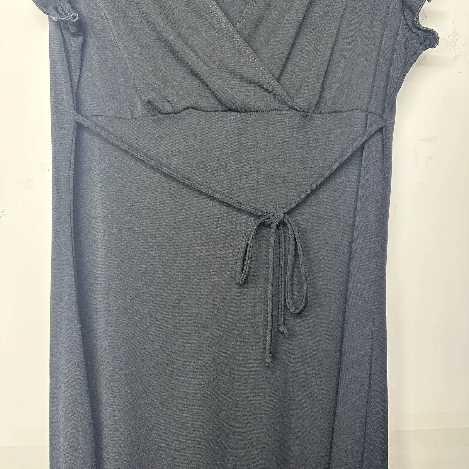 California Concepts Black Wrap Dress Women’s Size Medium Short Sleeve Tie - Image 2