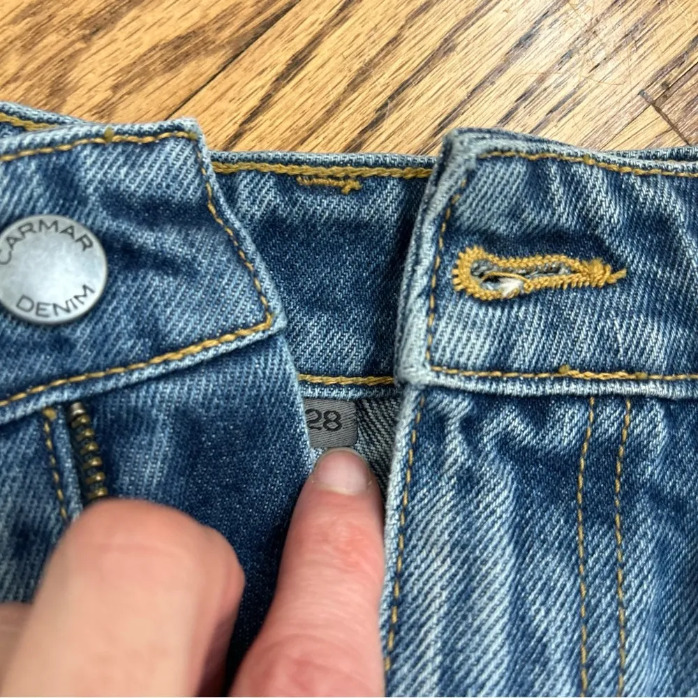 Carmar | Colin Red stripe Raw Hem Denim Mini Skirt Y2K Size 28 Blue - Image 9