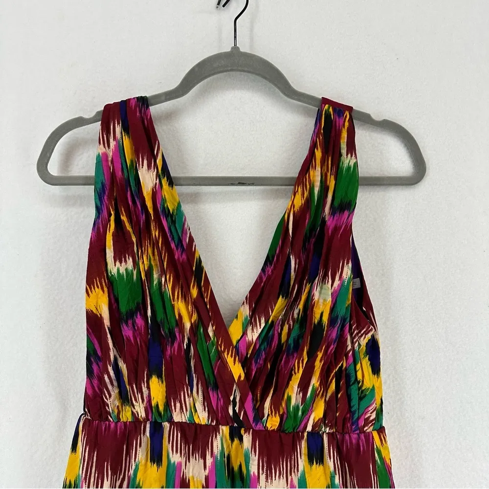 Alice & Olivia Alameda Dress Ikat Batik Peacock Print Silk-y Sheath Small - Image 2