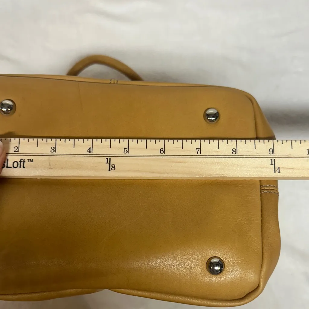 Tignanello Mustard Leather Satchel with Buckle Details - Image 9