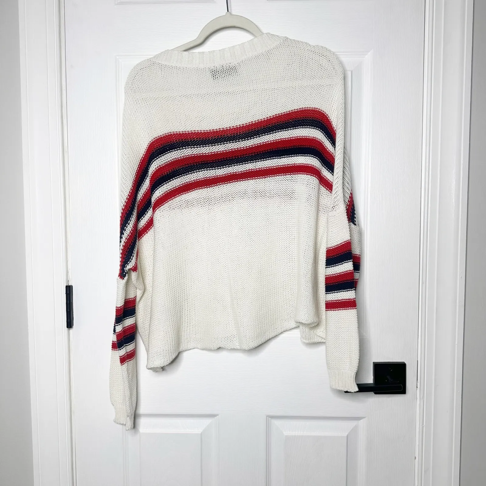 Wooden Ships‎ Paola Buendia Striped Knit Sweater Cream Red Blue Nautical - Image 3