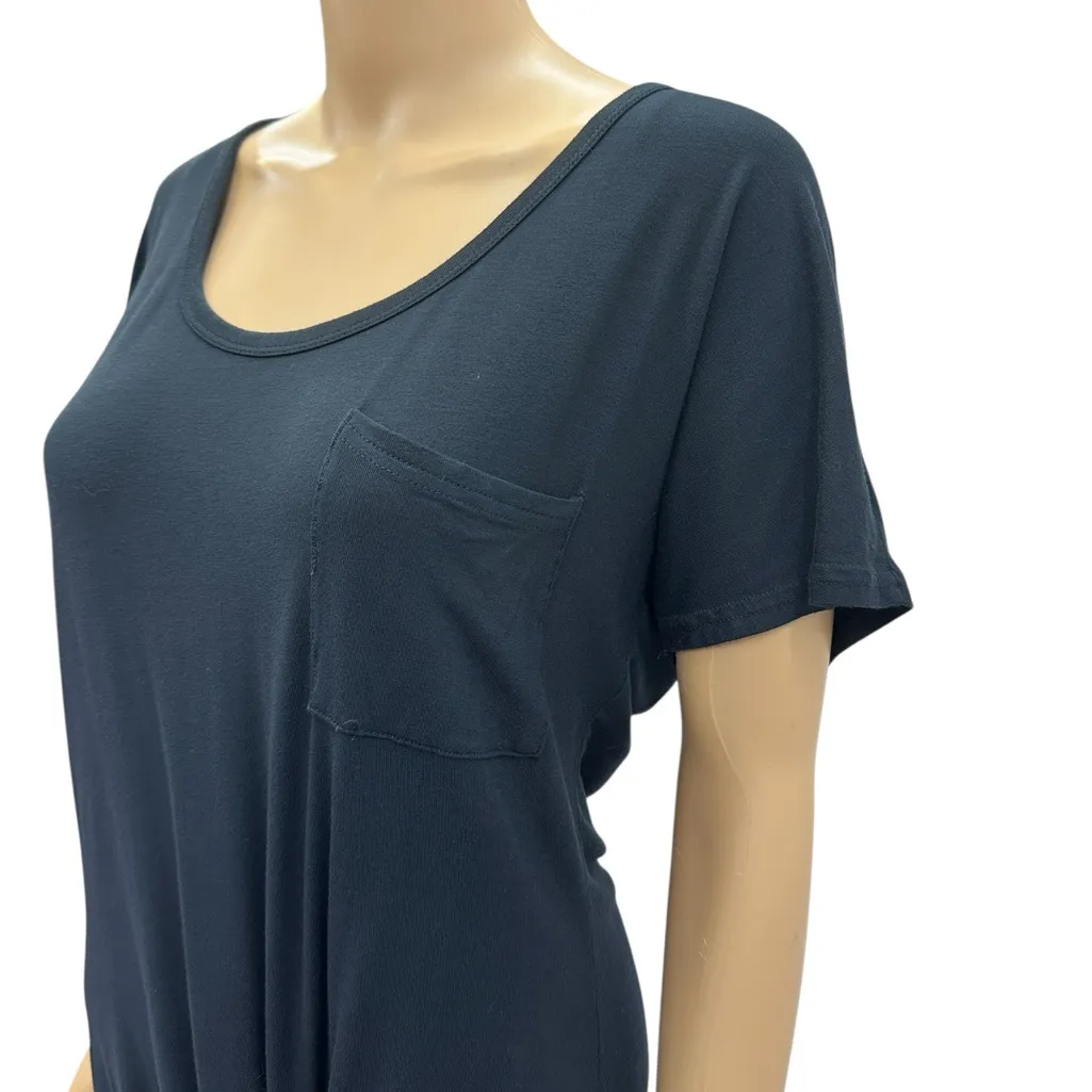 Venus Black Twisted Knot Front Short Sleeve Pocket Shirt Tunic Top Womens Small - Image 7