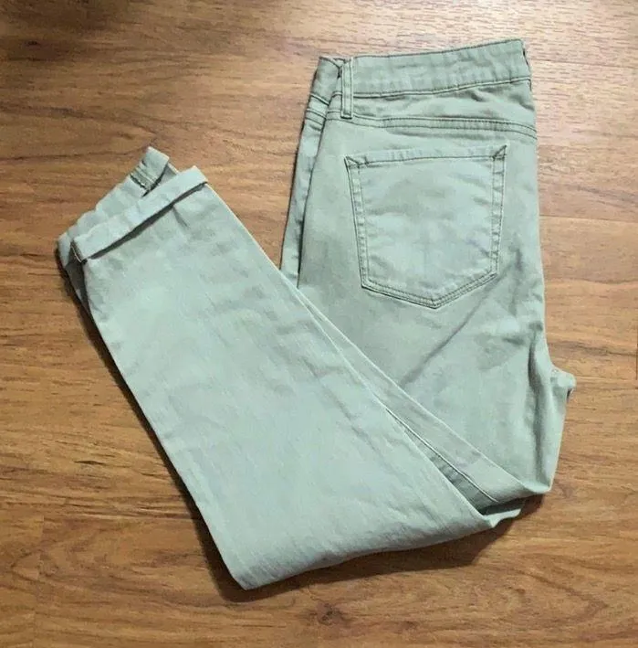 Rolled crop skinny jeans Size 12/31 Green - Image 2