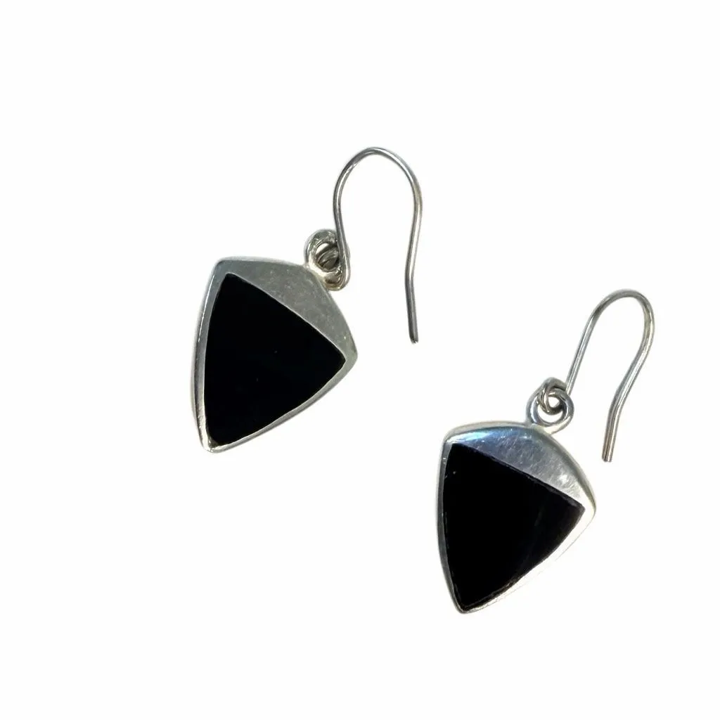 Jezlaine Sterling Silver Black Onyx Triangle Drop Earrings - Image 11