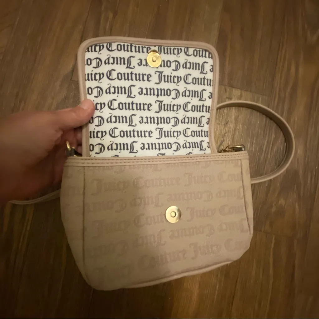 Juicy Couture Crossbody Bag Purse Tan Beige Gothic Dots Cafe Flawless Flap NWT - Image 7