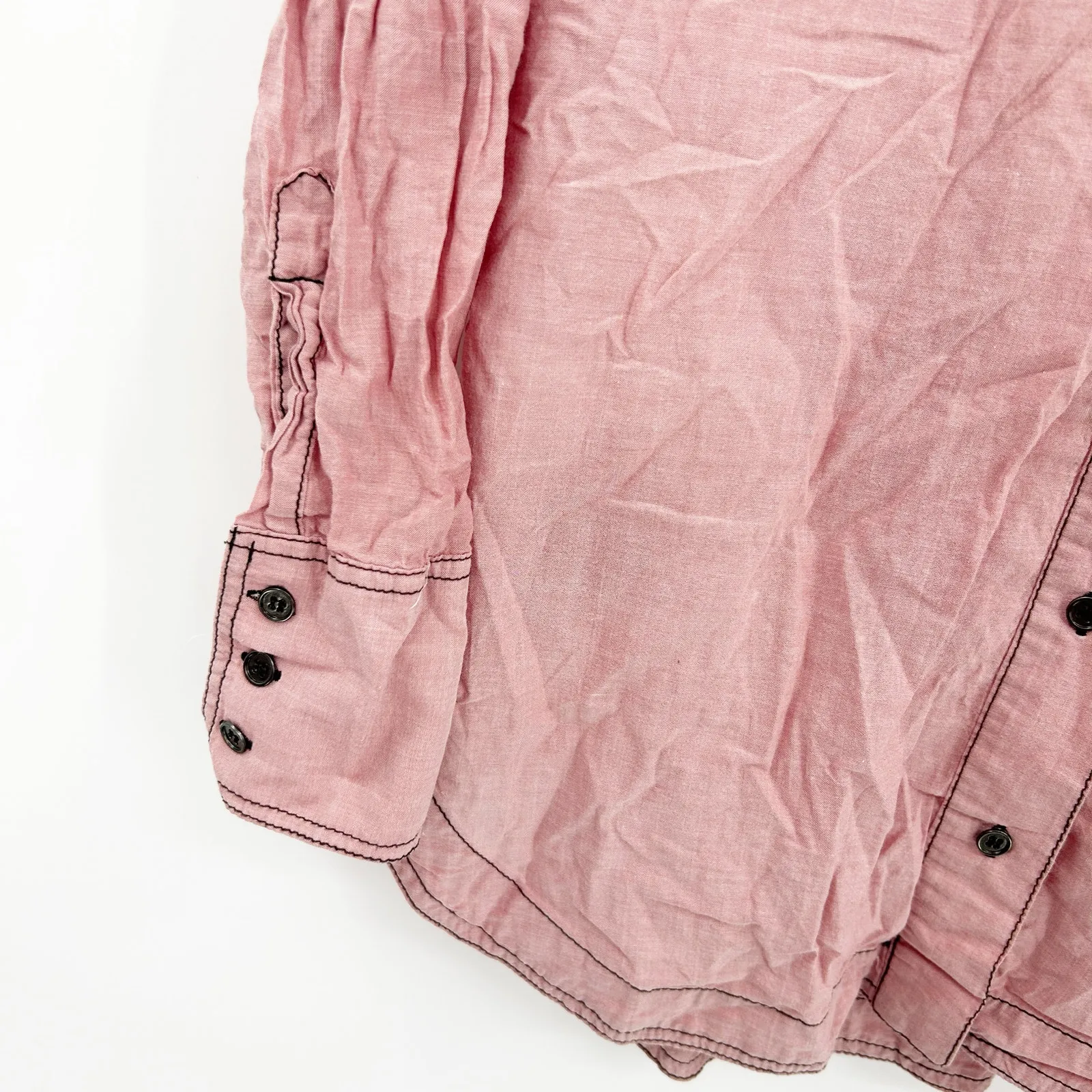 Free People FP Womens Last Chance Chambray Long Sleeve Button‎ Up Shirt Size M - Image 4