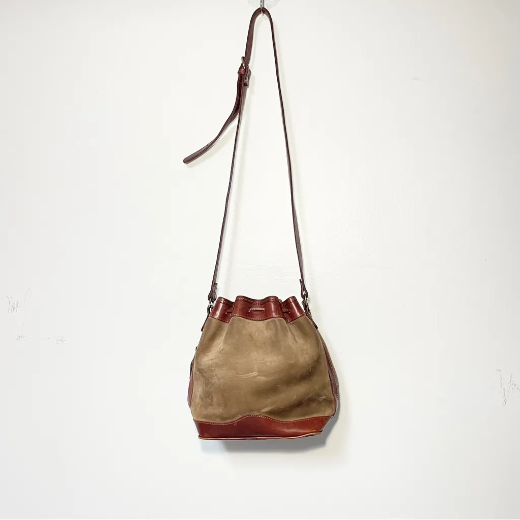 Timberland Vintage Suede Leather Bucket Bag | Crossbody Drawstring |‎ EUC - Image 7