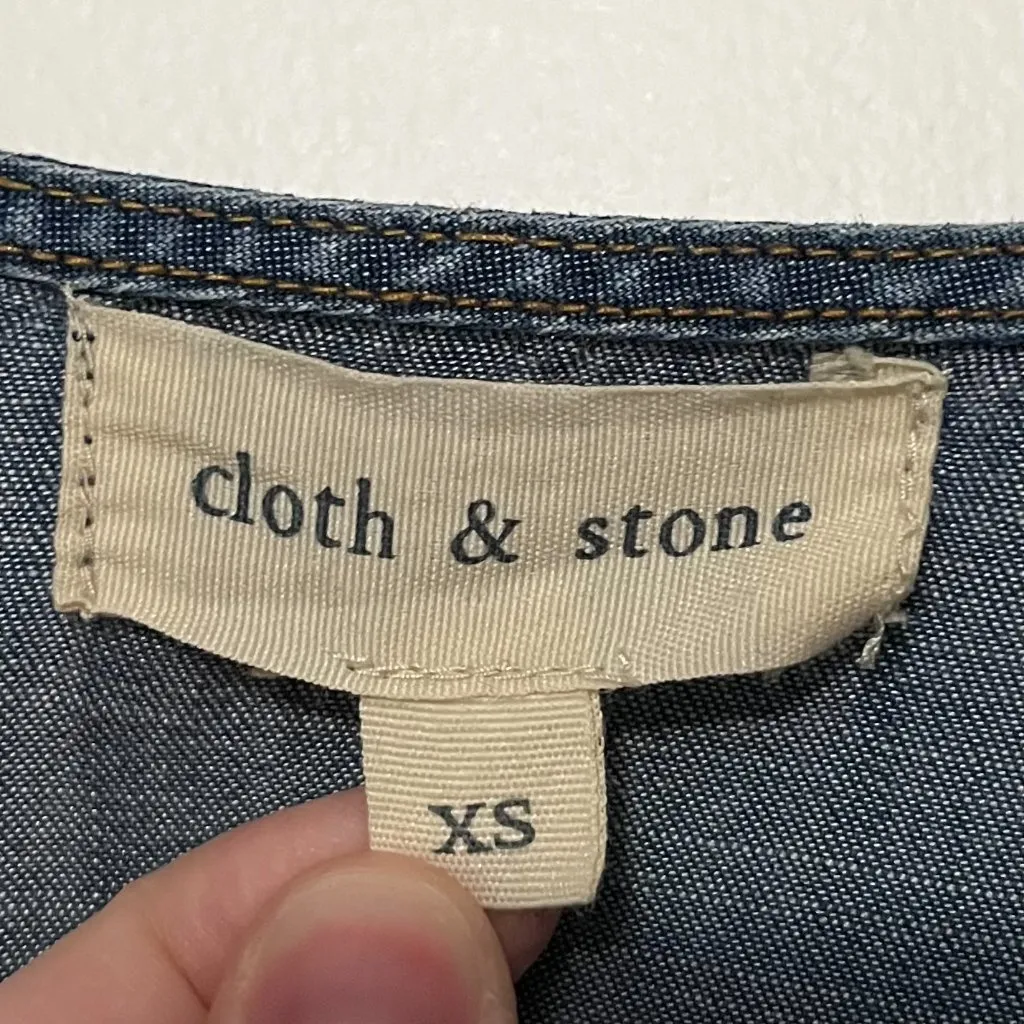 Cloth & Stone chambray denim mini dress lace up boho western inspired size XS - Image 7