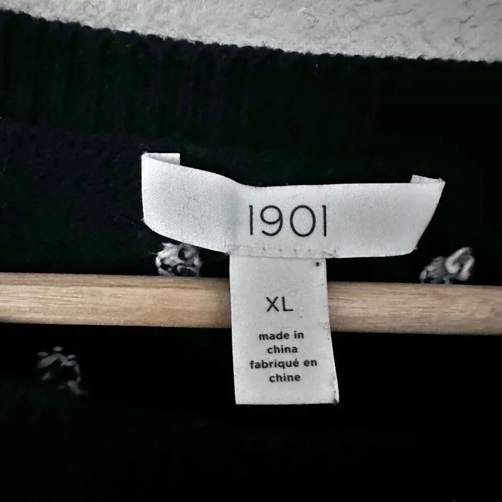 1901 x NORDSTROM | Black White Polka Dot Pullover Crew Neck Sweater | Size XL - Image 4