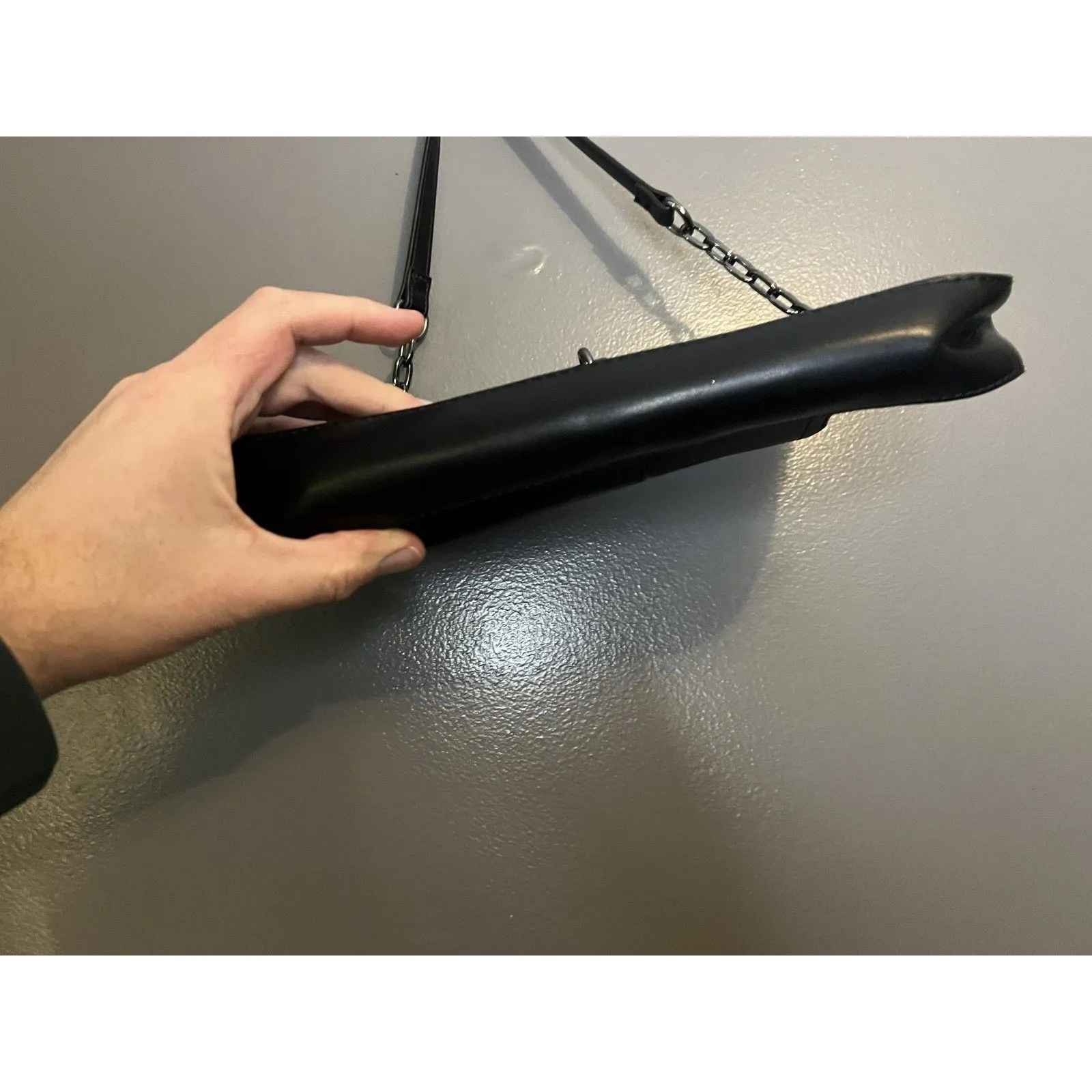 Forever 21 Shoulder Bag Womens Small Black Faux Leather Chain Strap Purse - Image 4