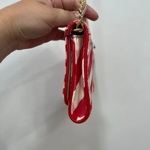 Talbots‎ Red White Gingham Purse NWT $119 Cotton Linen Leather Gold Chain Twist - Image 5