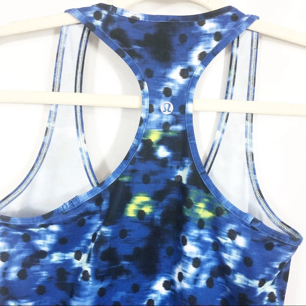 Lululemon Cool Racerback Athletic Yoga Tank Top: Windy Blooms Sapphire Blue - Image 8