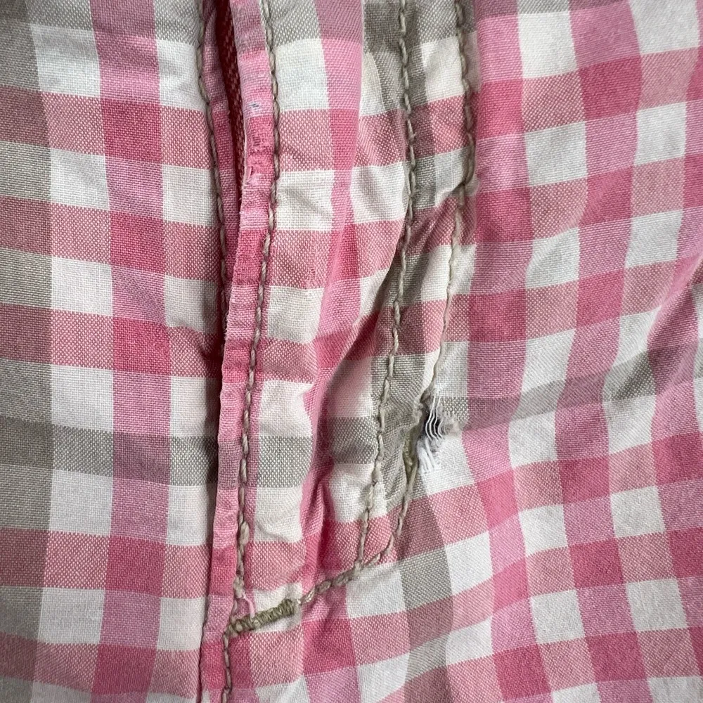 American Eagle Bermuda Shorts Pink Plaid Gingham Check Roll Leg Size 10 Flaw - Image 5