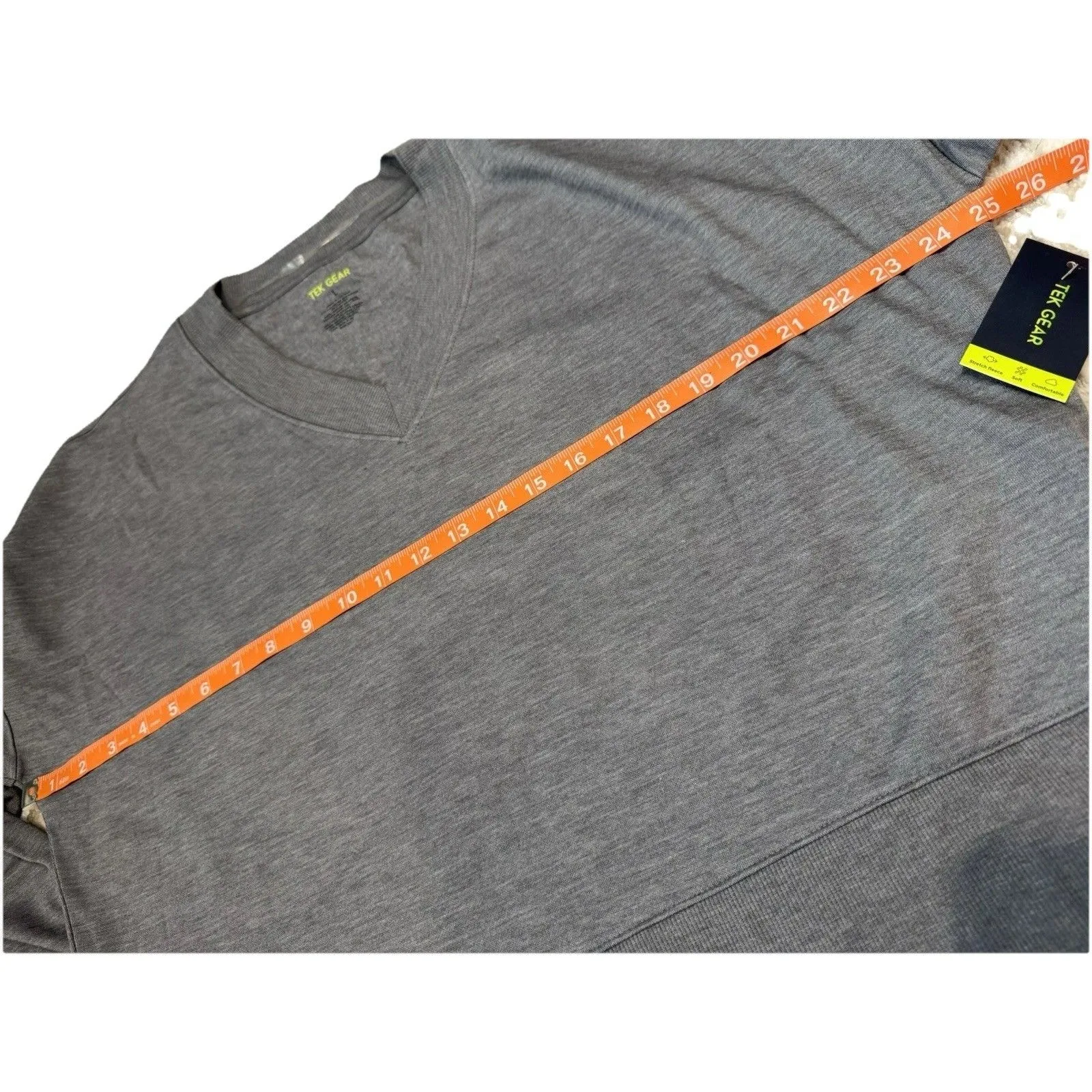 Tek Gear New Women's  Stretch Fleece V-Neck Pullover Sweater Grey Size L - Image 8