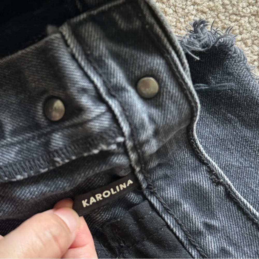 GRLFRND Karolina Shorts Size 30 Black Fray Hem cut off high waisted button fly - Image 9