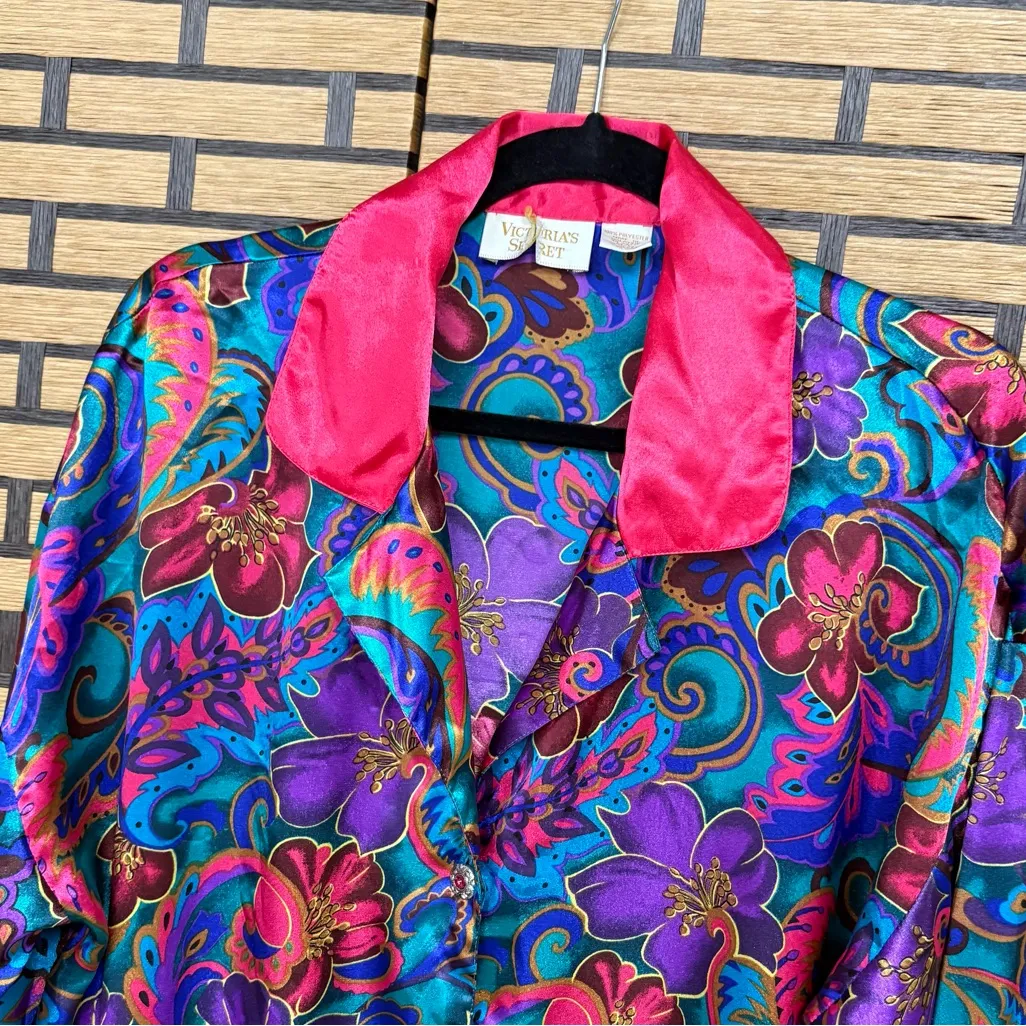 Victoria’s Secret Gold Label Floral Button Front‎ Night Gown Size M/L - Image 3