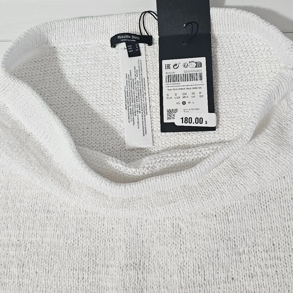 Massimo Dutti Cotton blend knit midi skirt - White - Women's Size S - 5213/570 - Image 5