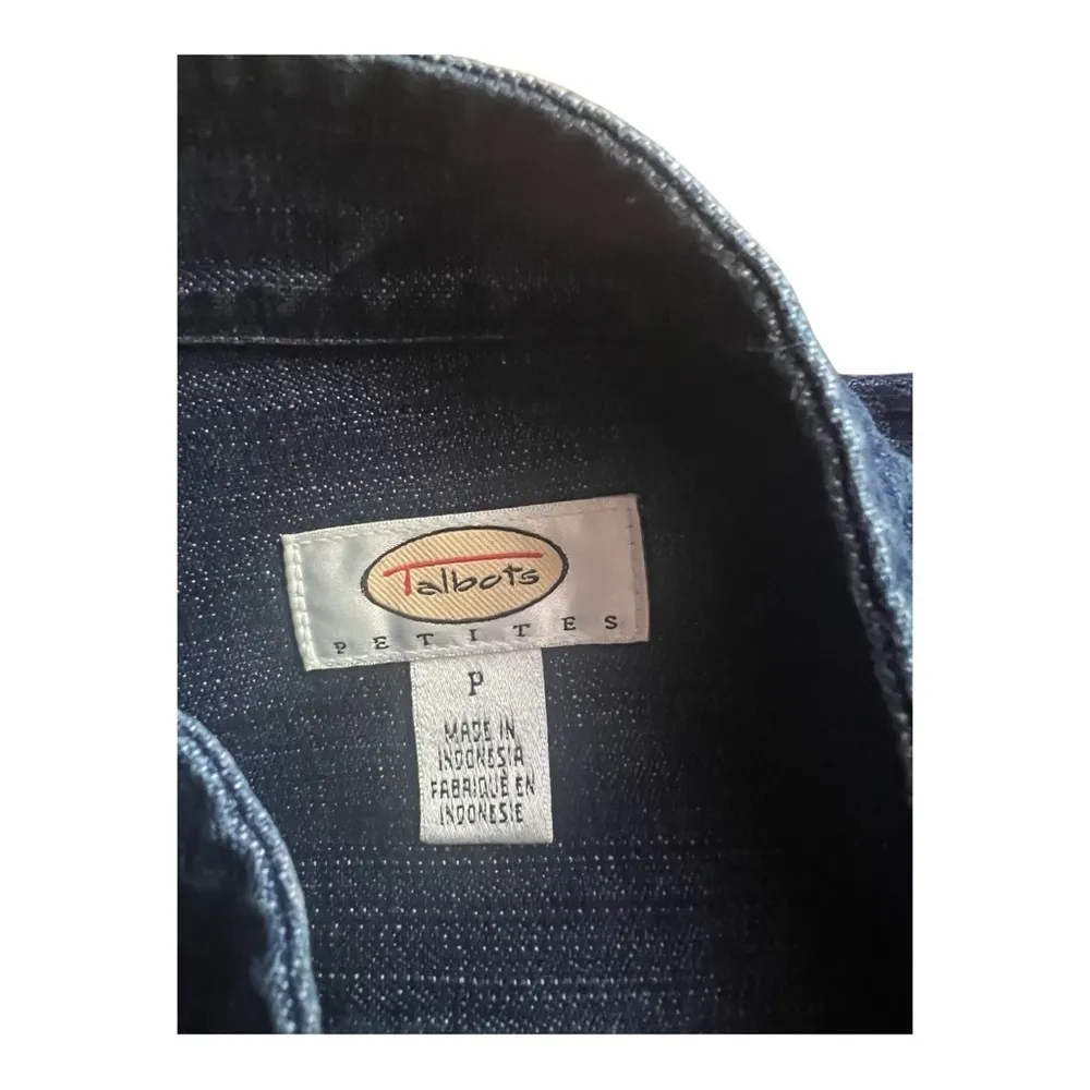 Talbots  Blue Denim High Neck Button Front Tailored Jacket Petite. - Image 6