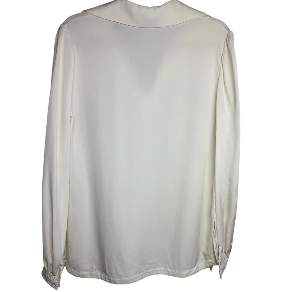 St. John Cream Silk Blouse Women's Sz. 10 - Image 3