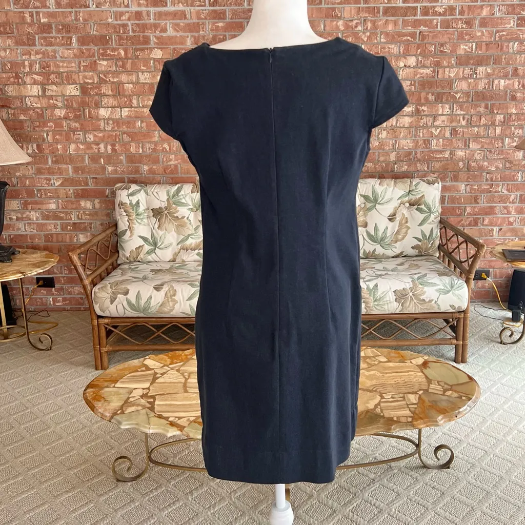Dressbarn Dress Denim Mini Sheath Black Embellished Cap Sleeve 8 - Image 8