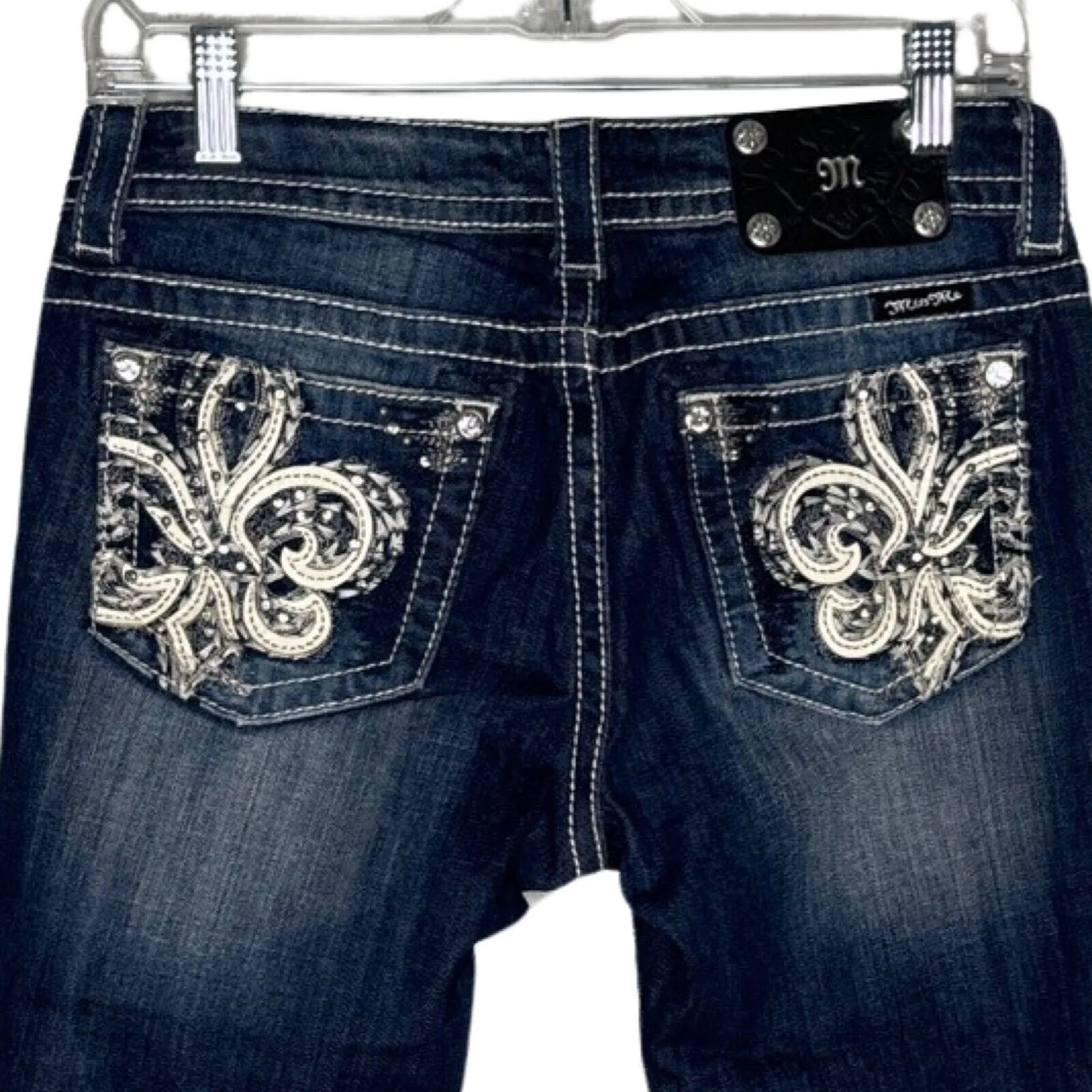 Miss Me Jeans Womens 2 26" Blue Easy Cropped JE5769EC2 Dark Wash‎ Fading Casual - Image 4