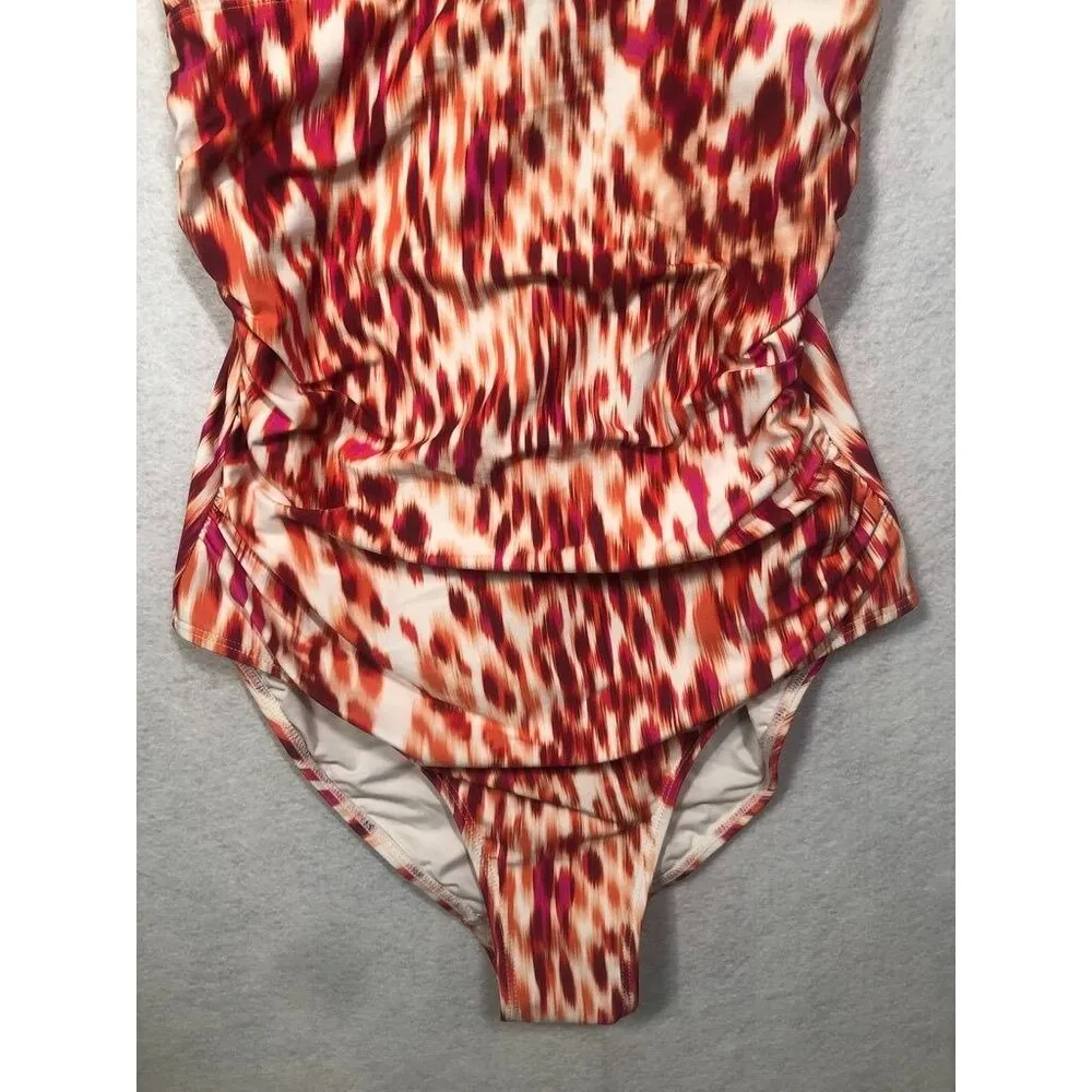 Nip Tuck Orange Tribal Skin Rita One Piece Swimsuit MultiFit Cup Women's Size 6 - Image 7