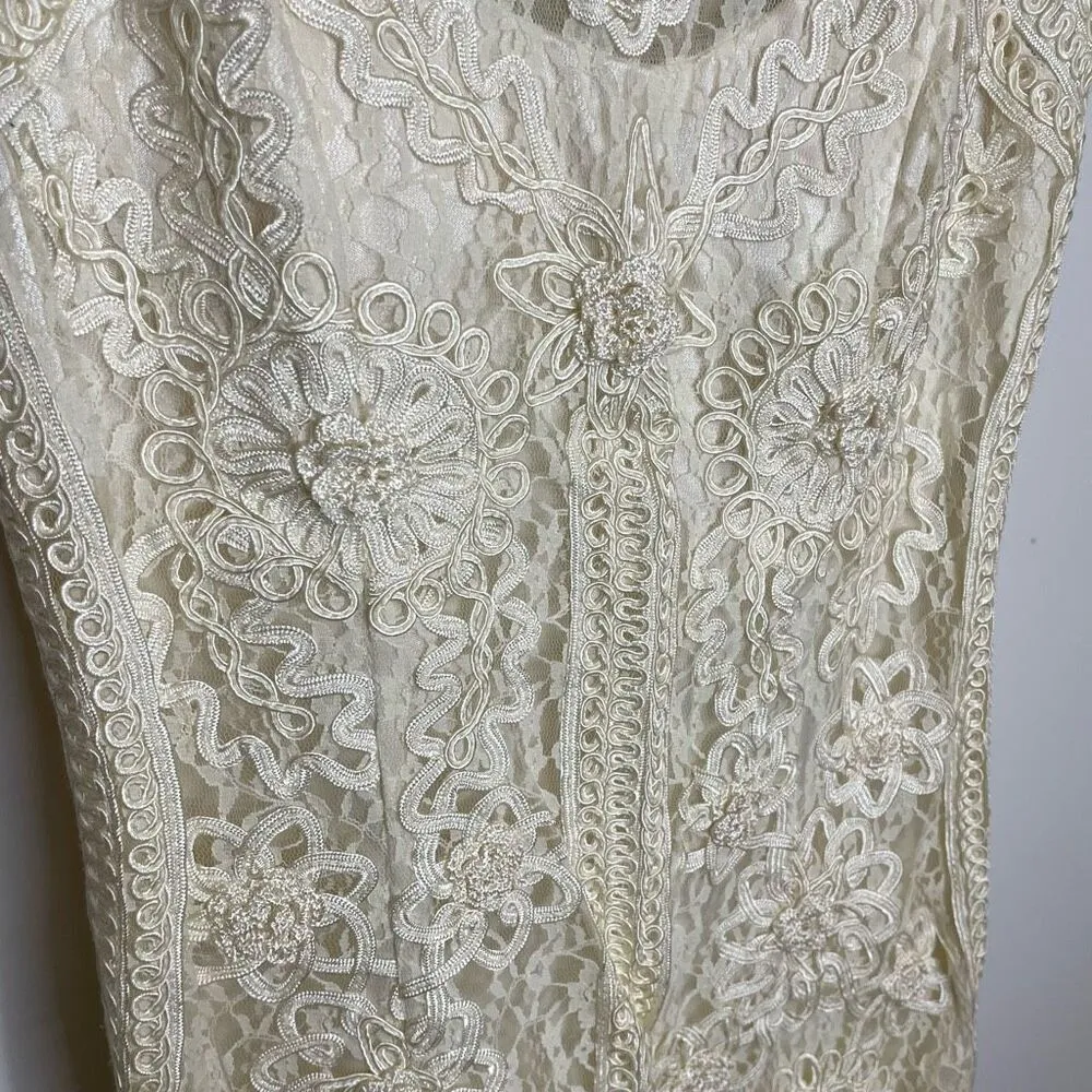 Sue Wong Nocturne Illusion Bodice Lace Sheath Dress 6 White Ivory Wedding‎ Event - Image 6