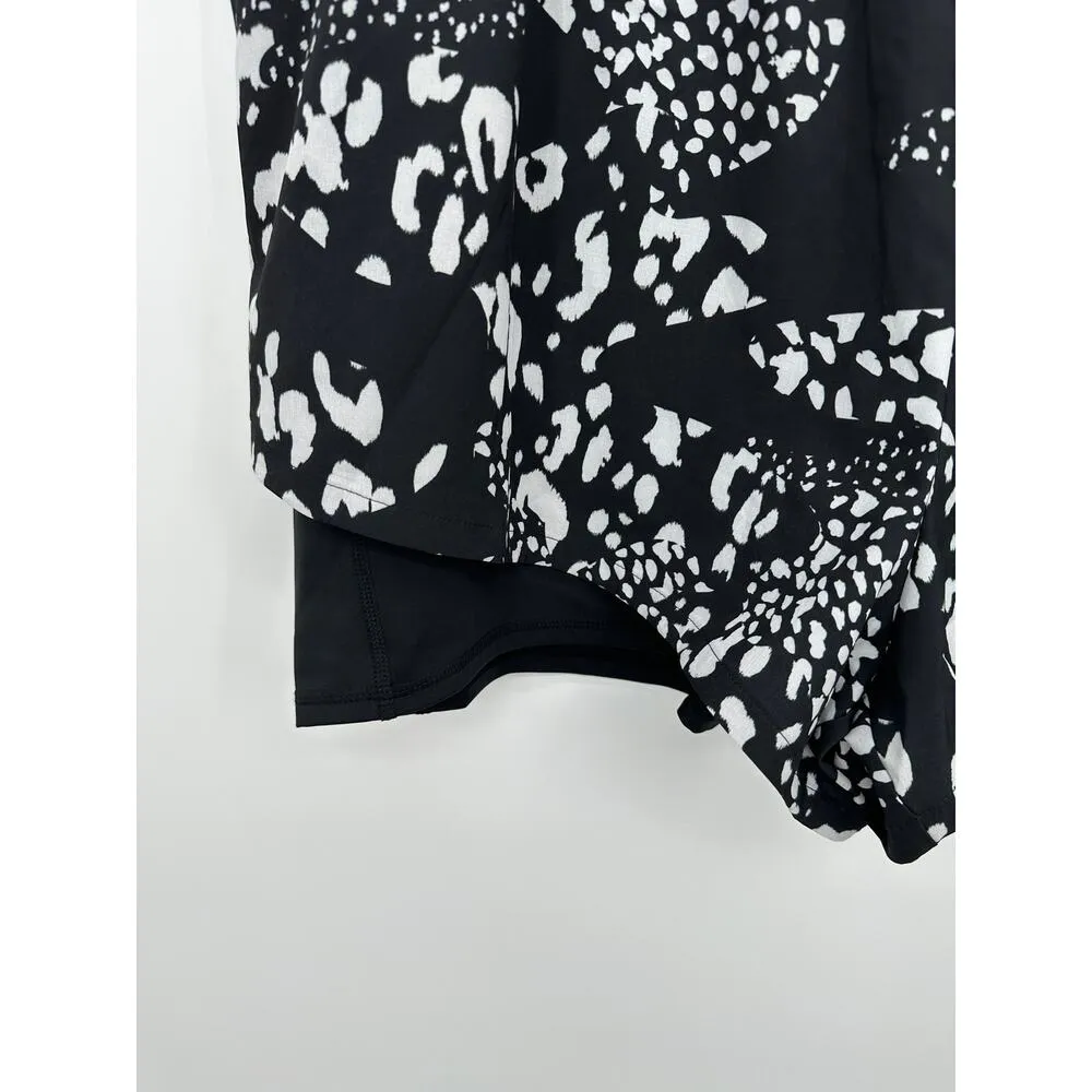 DSG Shorts Women 2X Black White printed Running Workout Compression Built In - Image 3