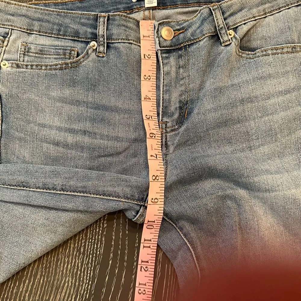 High Rise Flared Jeans Light Blue size 12 22W Stretch Cotton Blend Women - Image 6