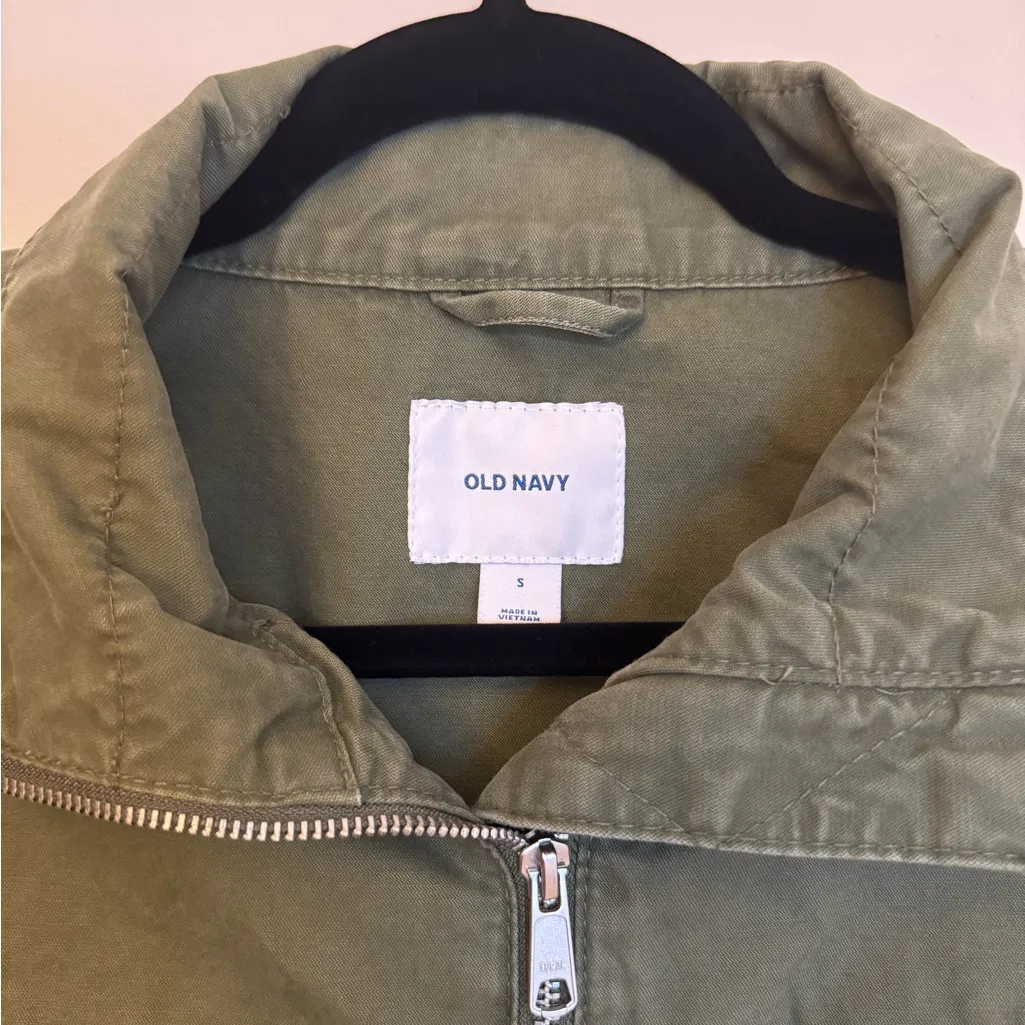 Old Navy Utility Jacket Women’s Small Olive Green Zip Front Drawstring Waist - Image 5