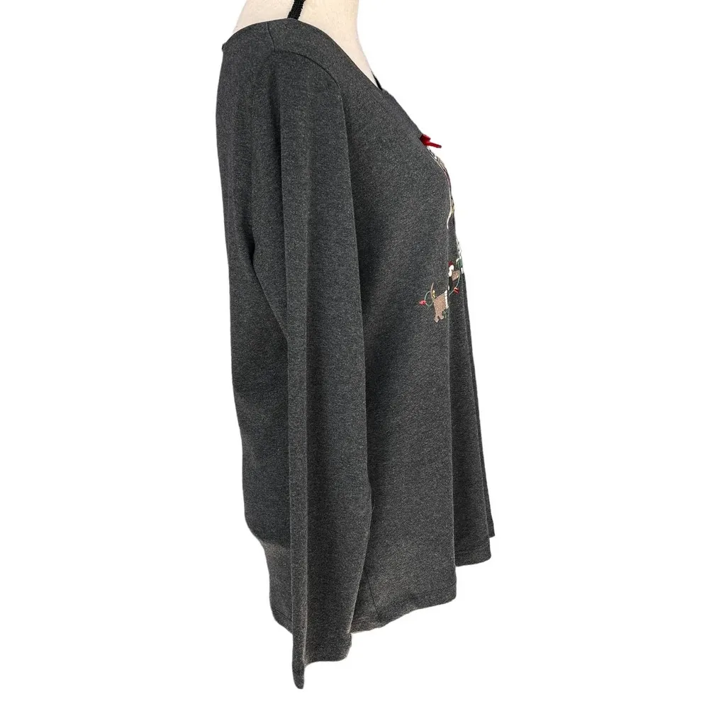 Karen Scott Large Top Holiday Cats Gifts Festive Christmas Long Sleeve Stretch - Image 4