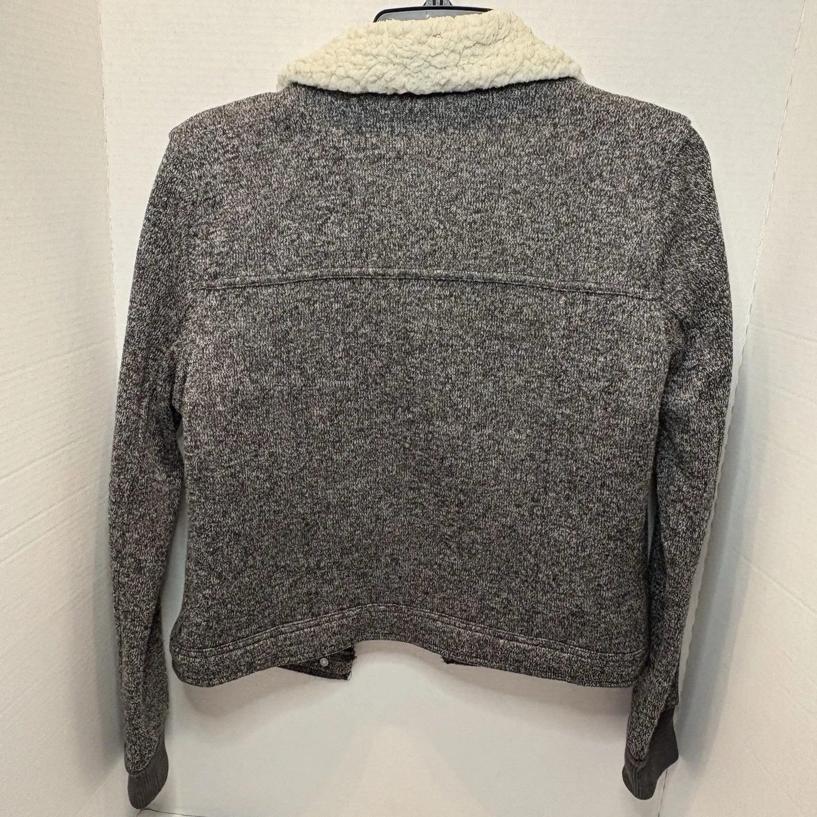 Abercrombie & Fitch Jacket Women's S Gray Knit Sherpa Lined Trucker - Image 4