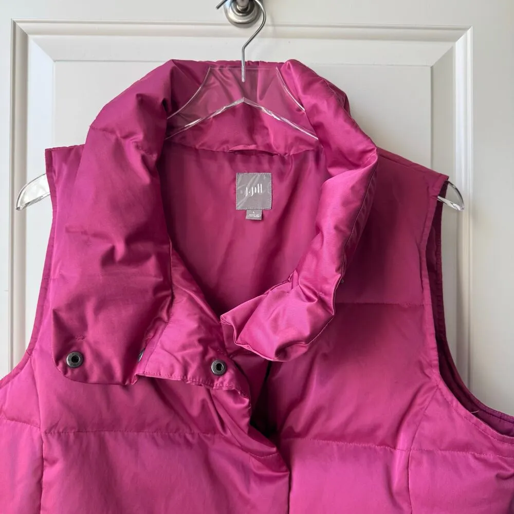 J.Jill  Magenta Puffer Vest Buttoned - Image 11