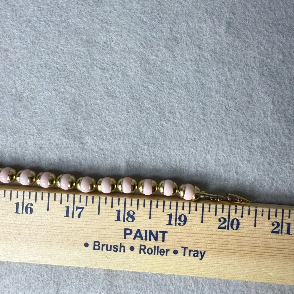 Avon Necklace Vintage Pink Bead Gold Tone Capped Demi Parure Classic - Image 6