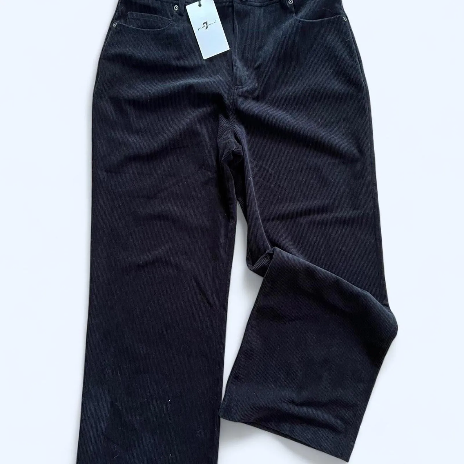 7 For All Mankind black corduroy wideleg pants Size M - 30 inch waist NEW - Image 6