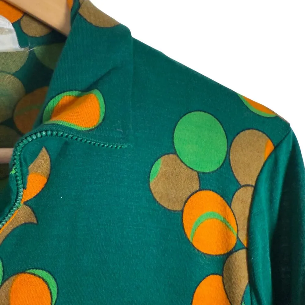 Vintage Diane von Furstenberg 70’s Green Geometric Circle Zip Up Top Size M - Image 3