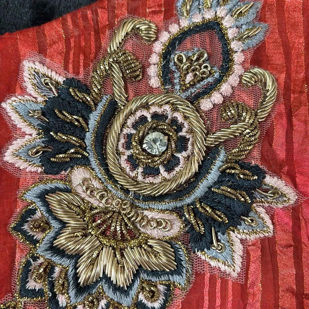 Luxurious Embroidered Kaftan Swim Cover Up Size L Cruise Wear - Image 7