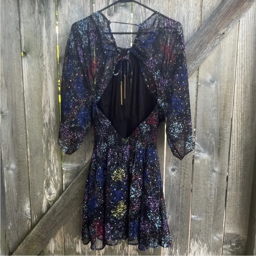 EUC Free People Anna Open Back Dress Black Floral Size Medium - Image 5