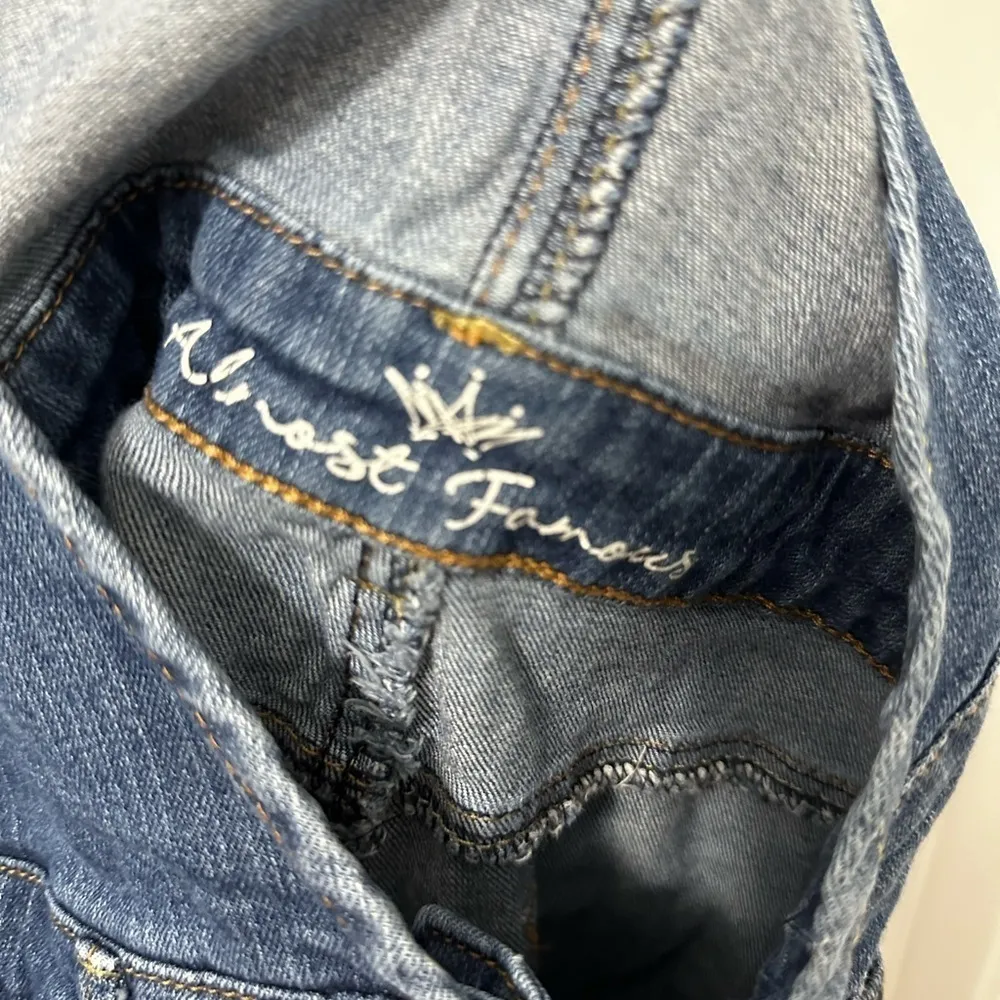 Almost Famous Distressed Denim Overalls Size 5 - Image 6