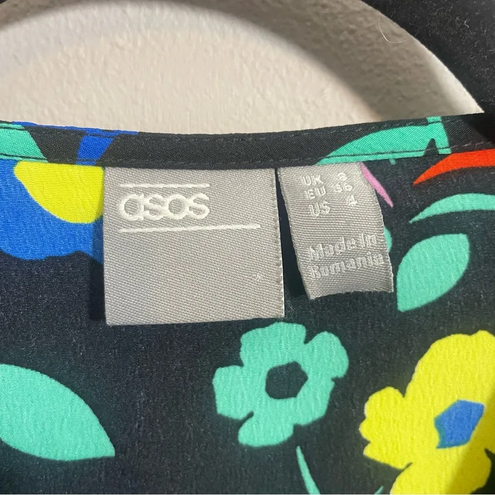 ASOS Black floral print button front peplum blouse top - Image 6