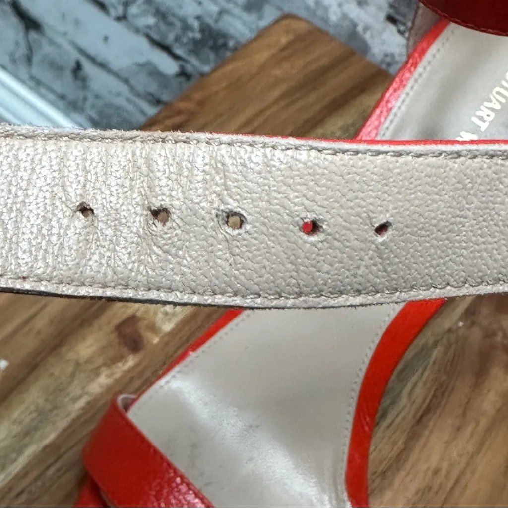 EUC Stuart Weitzman Red Ankle Strap Heels - Image 9