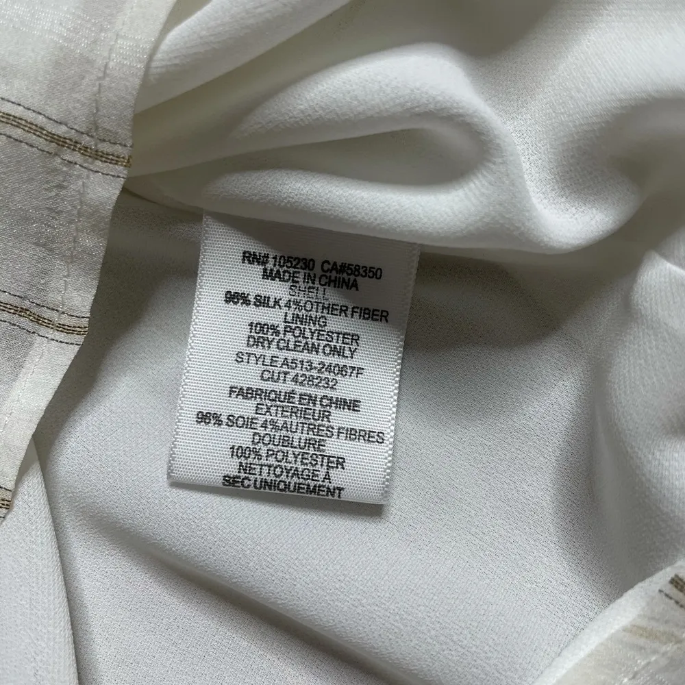 Joie white gold stripe silk sleeveless blouse - Image 3