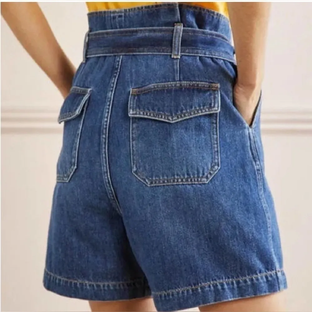 Boden paper bag high waisted shorts size 8 Blue - Image 3