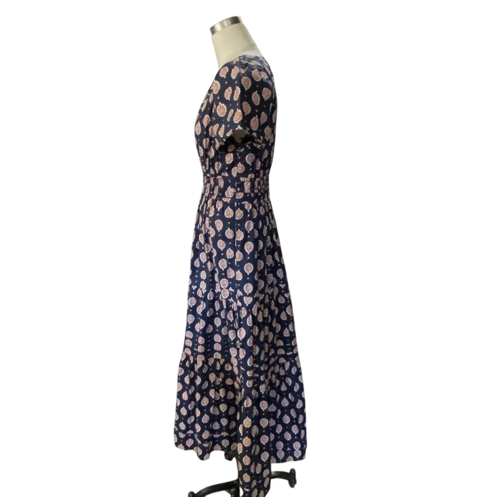Anthropologie x Maeve Somerset Tiered Maxi Dress Pockets Blue Motif XS - Image 5